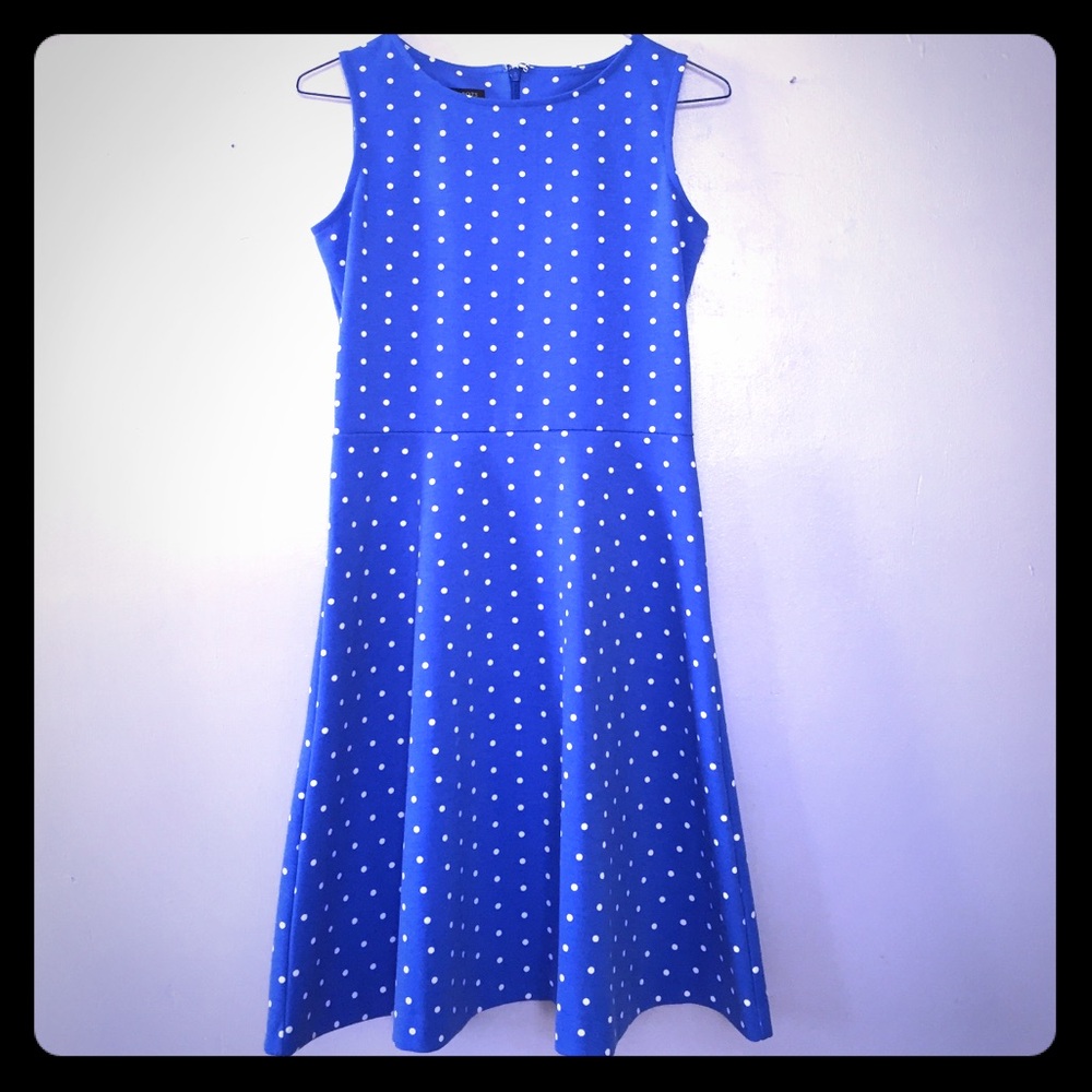 Talbots Royal Blue Polka Dot Midi Dress